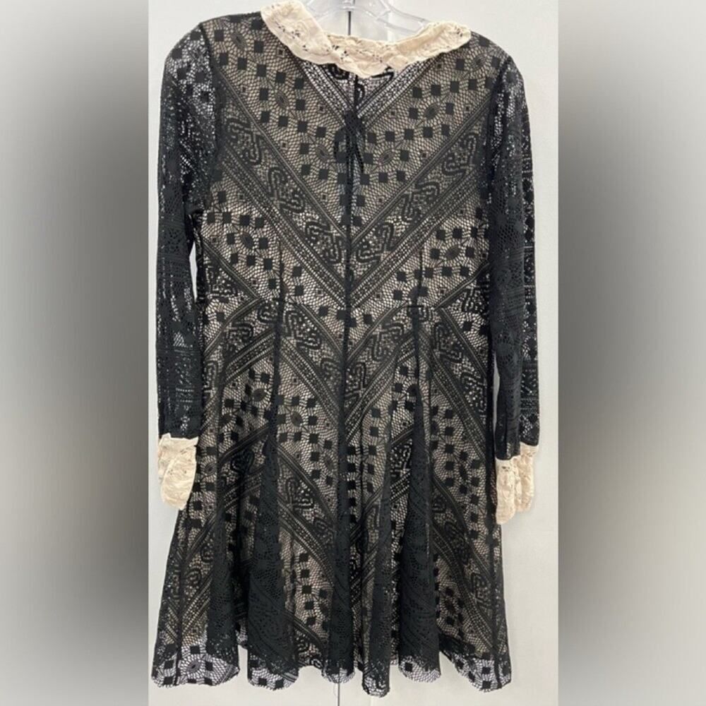 Free People Talk that Talk Black Lace Collar Dress size 10 - Picture 6 of 8